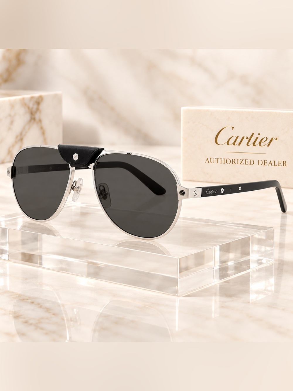 Cartier CT0476S-004 Silver Aviator Sunglasses
